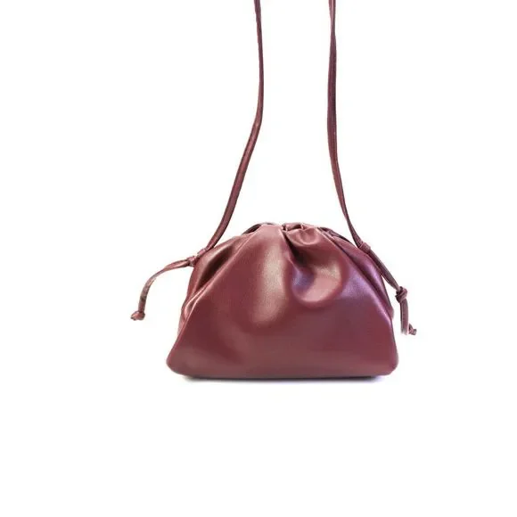 Designer Womens Single Strap Framed Mini Pouch Crossbody Handbag Wine Red - Picture 4 of 6